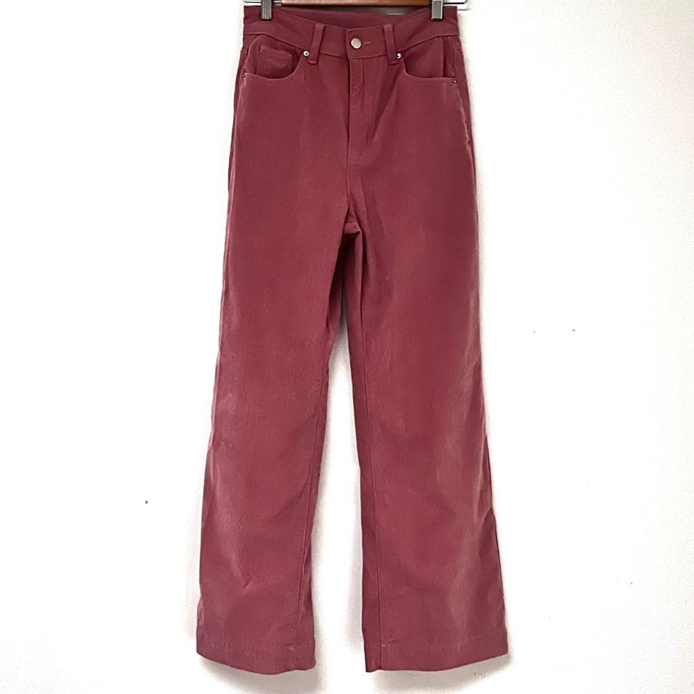 Shein Pink High Rise Women's Wide Leg Corduroy Pants Size 2